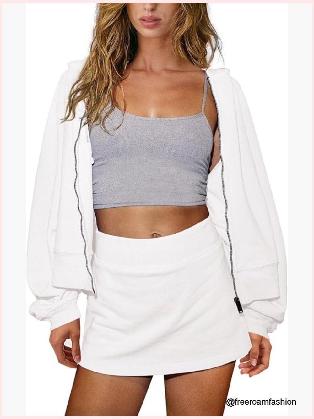 Two Piece Zip Up Hoodie and Skort Sets Athletic Sweatsuits Outfits Sets